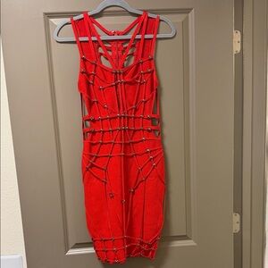 Red Strappy Bodycon Dress - Brand Unspecified